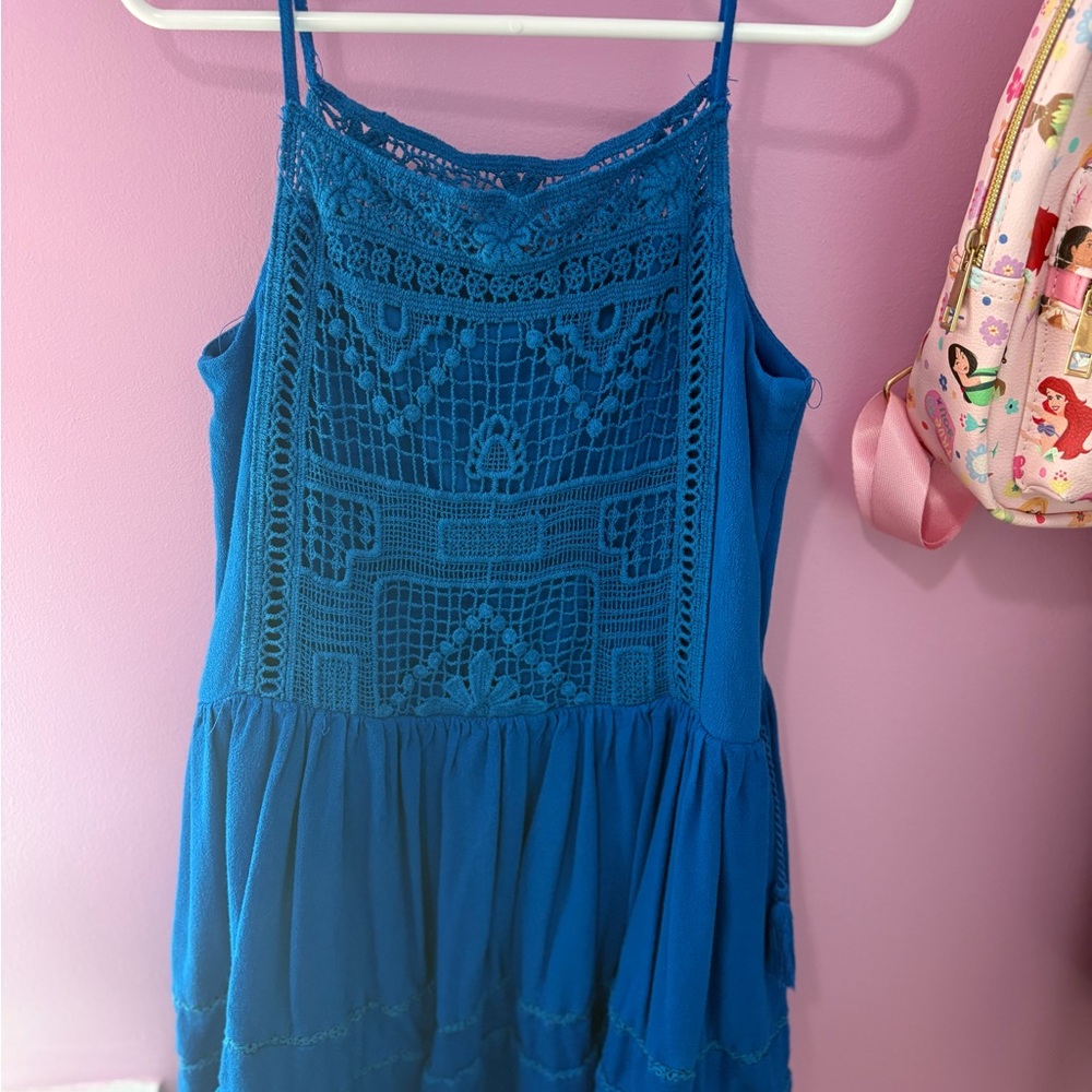 GB girls Blue Crochet Front Tank Tunic